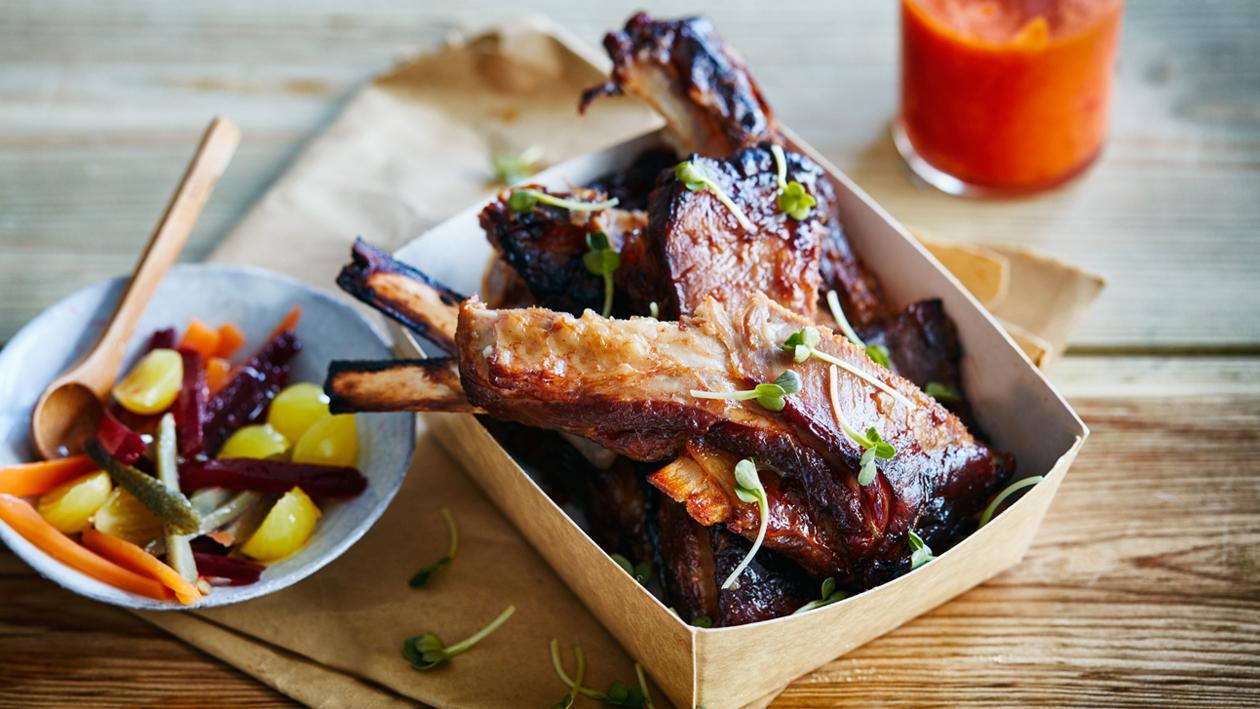 Lamb Spare Ribs with Capsicum Dressing and Sweet and Sour Vegetables – Recipe Lamb Spare Ribs with Capsicum Dressing and Sweet and Sour Vegetables – Recipe