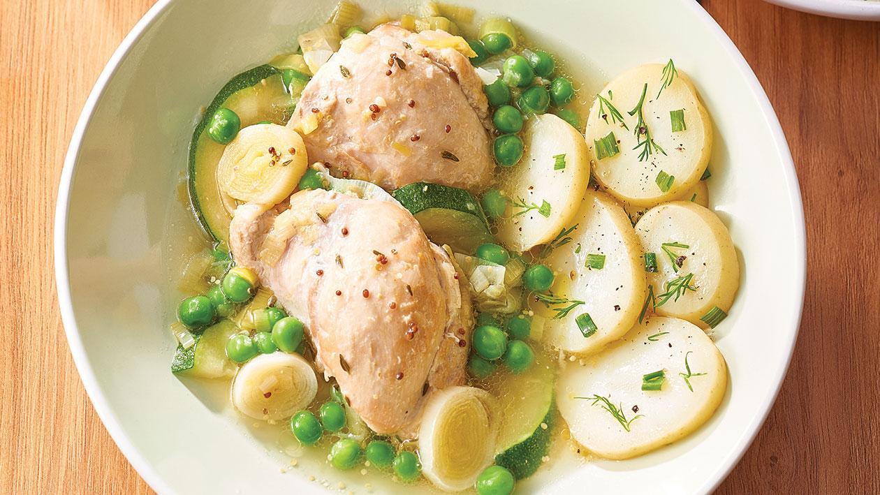 Poached Chicken with Peas, Zucchini and Leek – Recipe Poached Chicken with Peas, Zucchini and Leek – Recipe