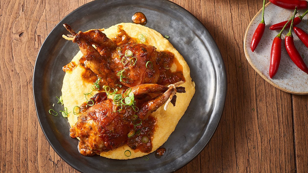 Roast Peri Peri Quail with Polenta – Recipe Roast Peri Peri Quail with Polenta – Recipe