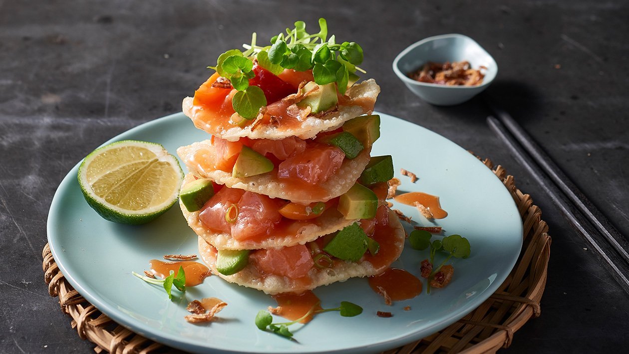 Salmon Wonton Stack – Recipe Salmon Wonton Stack – Recipe