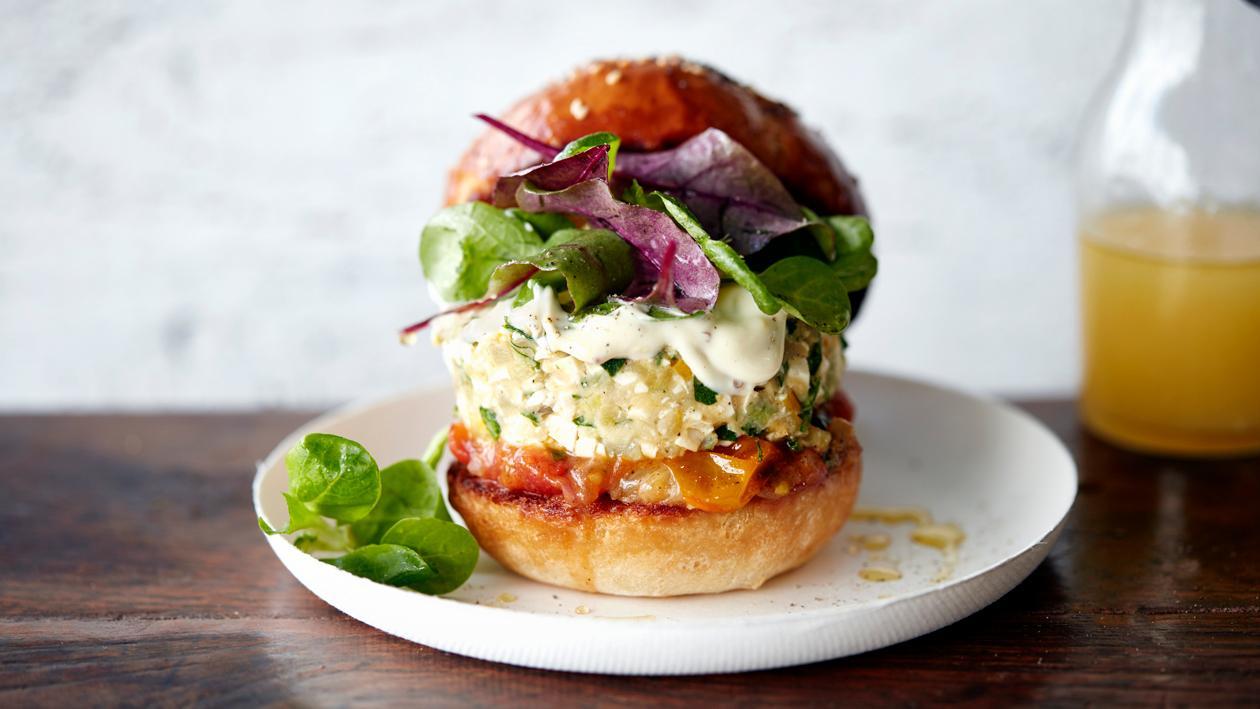 Vegetarian Tofu Zucchini Burger with Mustard Mayonnaise – Recipe Vegetarian Tofu Zucchini Burger with Mustard Mayonnaise – Recipe