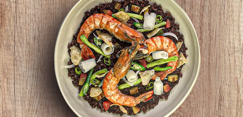 Black Rice Prawn Sinigang Paella Black Rice Prawn Sinigang Paella
