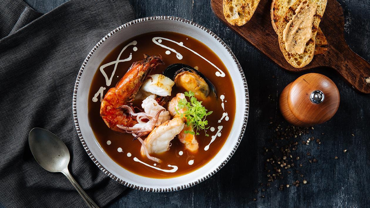 Bouillabaisse with Smoked Pepper Rouille Bouillabaisse with Smoked Pepper Rouille