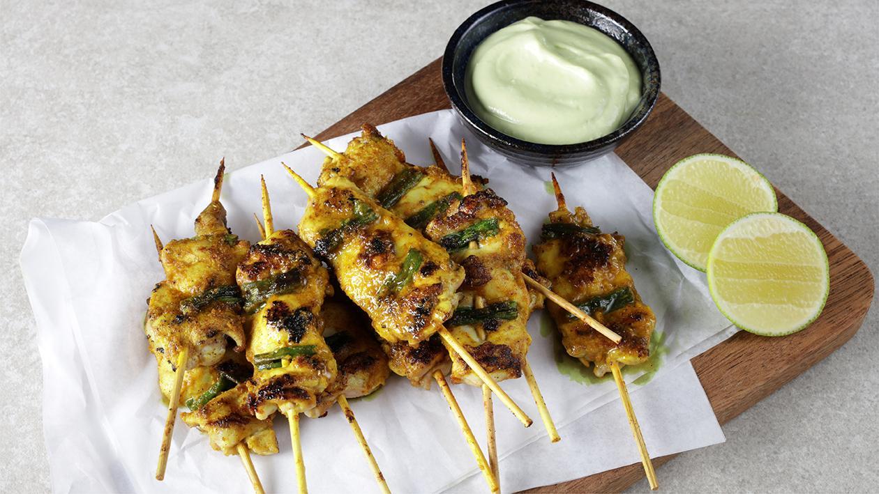 Chicken Skewers with Lime Avocado Dip Chicken Skewers with Lime Avocado Dip