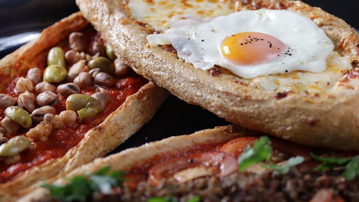 Three flavours of Turkish Pide Three flavours of Turkish Pide