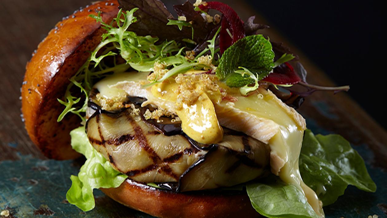 Aubergine Dijon Pesto Burger Recipe Aubergine Dijon Pesto Burger Recipe