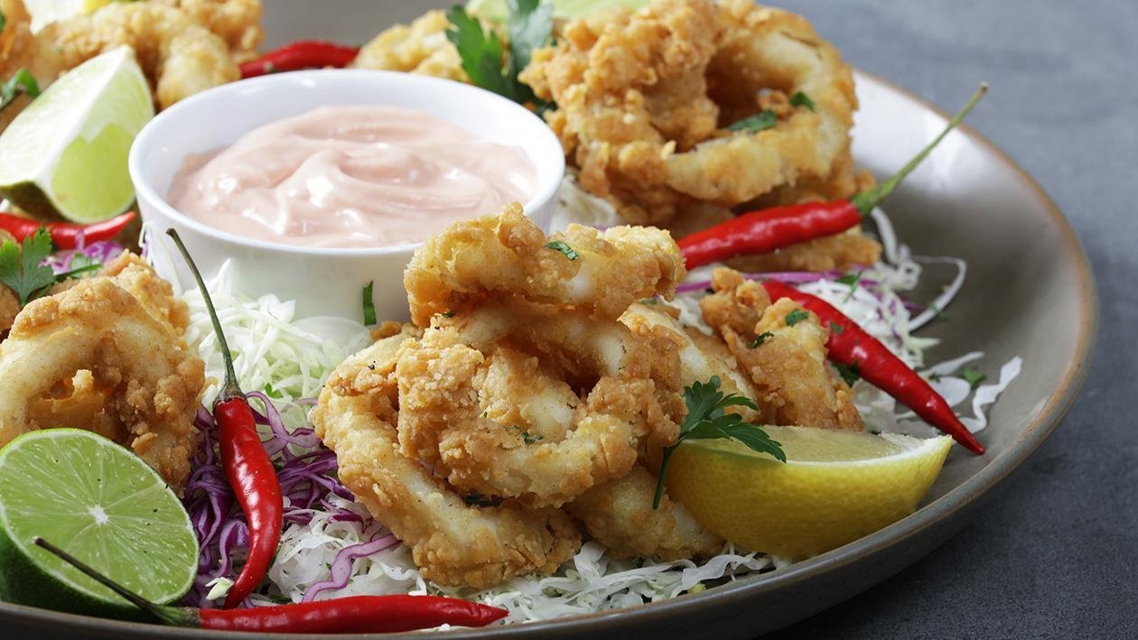 Chilli Lime Calamari Rings with Coleslaw Salad Chilli Lime Calamari Rings with Coleslaw Salad