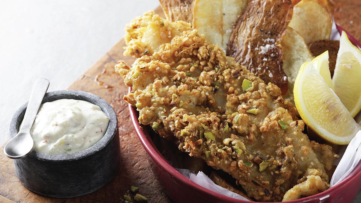 Dukkah Crusted Fish & Chips Dukkah Crusted Fish & Chips