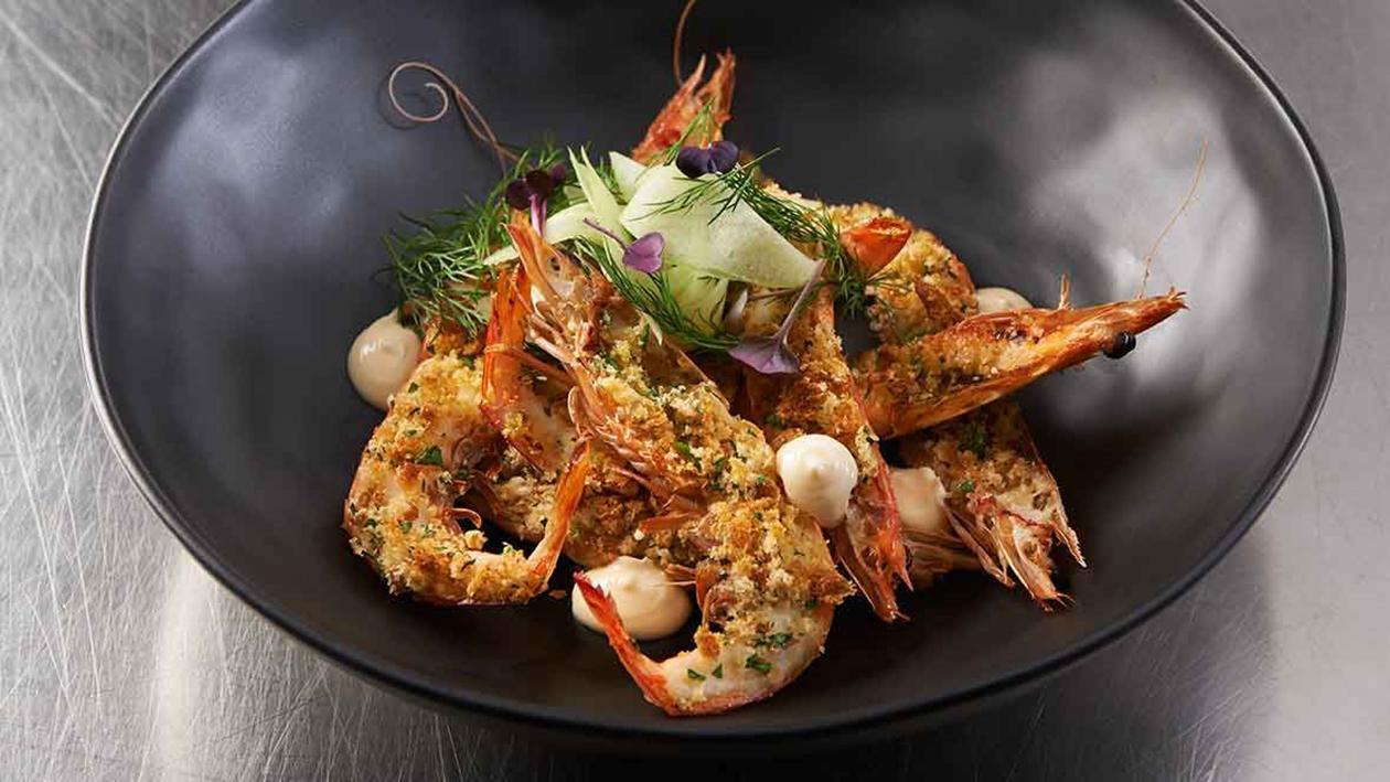 Garlic Prawn Salad with Curry Mayo Dressing Recipe Garlic Prawn Salad with Curry Mayo Dressing Recipe
