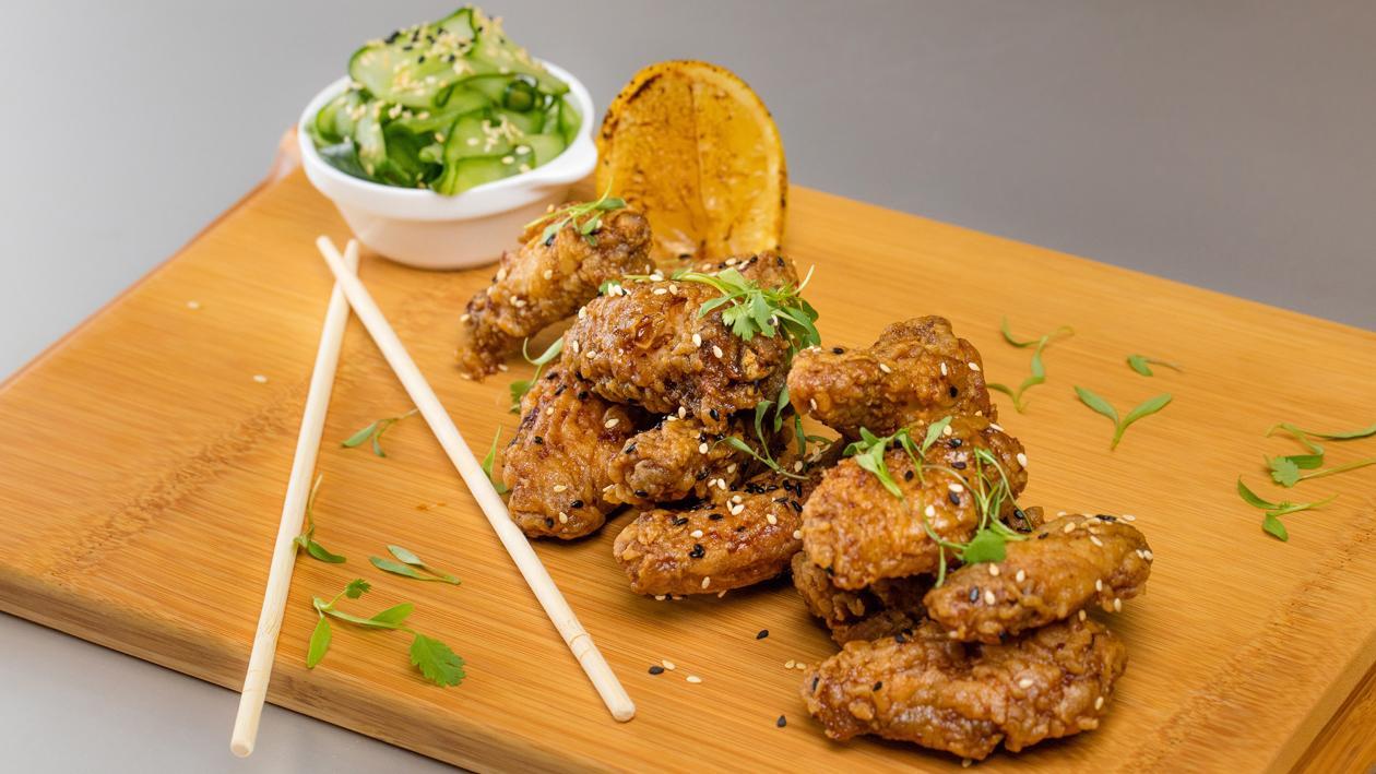 Sticky Teriyaki Chicken Wings with Sunomono Sticky Teriyaki Chicken Wings with Sunomono
