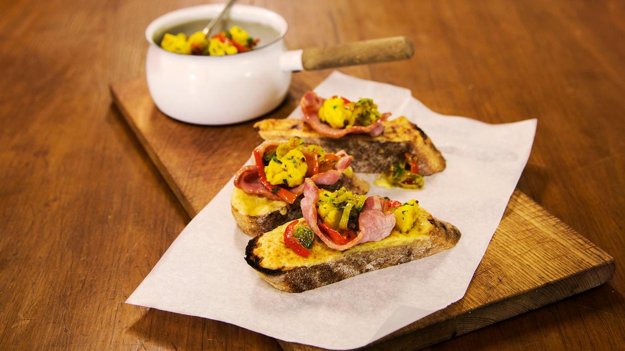 Welsh Rarebit with Pickled Vegetables Recipe Welsh Rarebit with Pickled Vegetables Recipe
