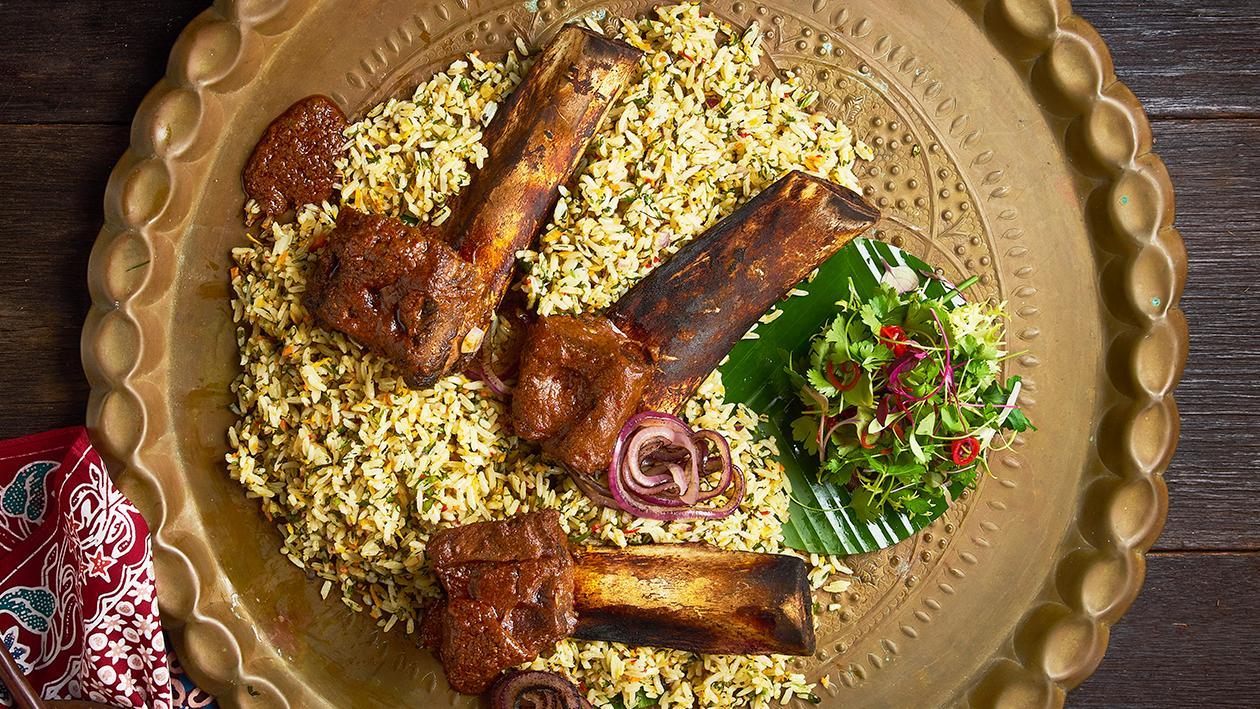 Braised Short Rib Rendang with Herb Rice Braised Short Rib Rendang with Herb Rice