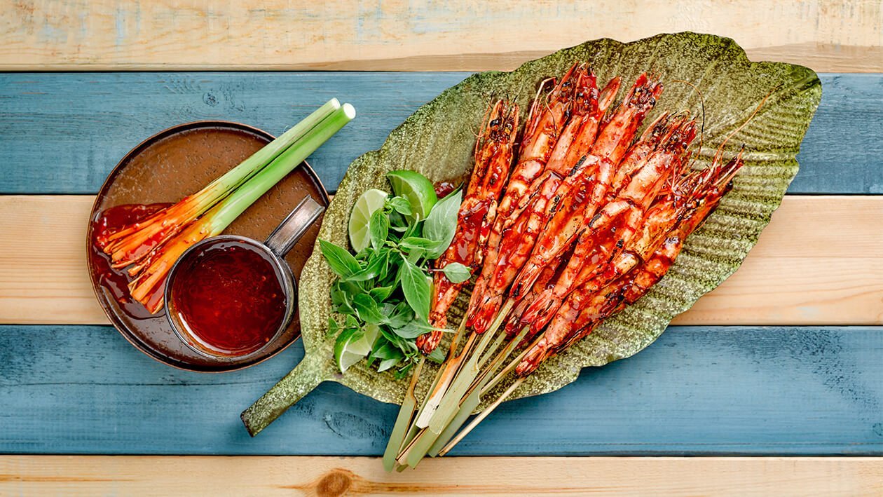 Grilled King Prawn with Tamarind Broad Bean Sauce Grilled King Prawn with Tamarind Broad Bean Sauce