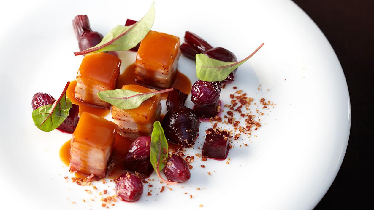 Pork Belly with Beetroot and Honey Raspberry Sauce Pork Belly with Beetroot and Honey Raspberry Sauce