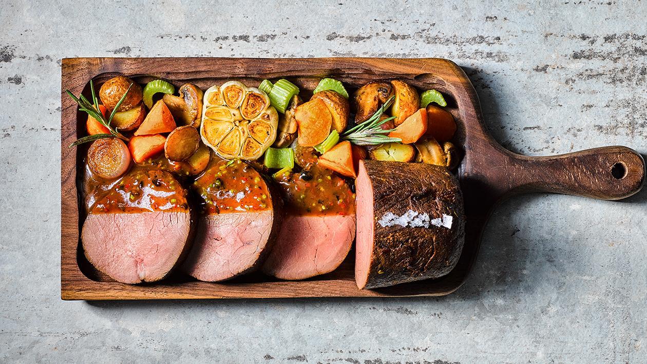 Roasted Beef Sirloin with Black Bean Demi Glace Roasted Beef Sirloin with Black Bean Demi Glace