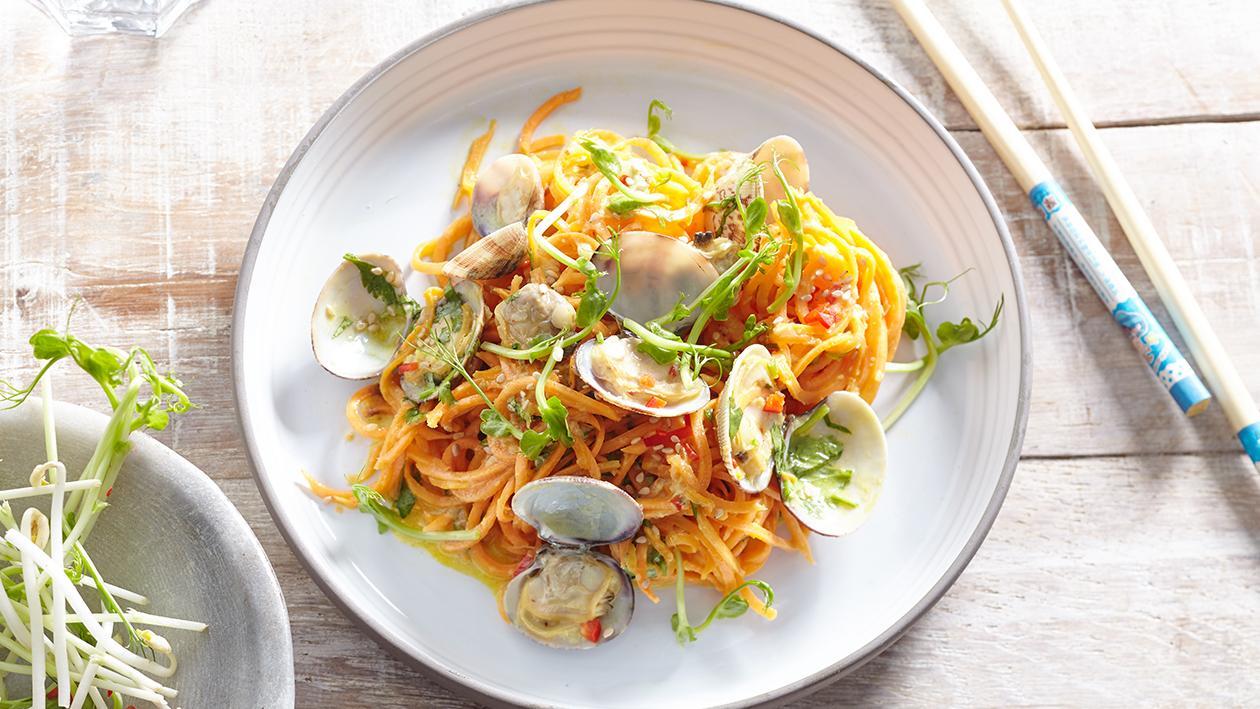 Sweet Potato Noodles and Clams with Spiced Coconut Dressing Sweet Potato Noodles and Clams with Spiced Coconut Dressing