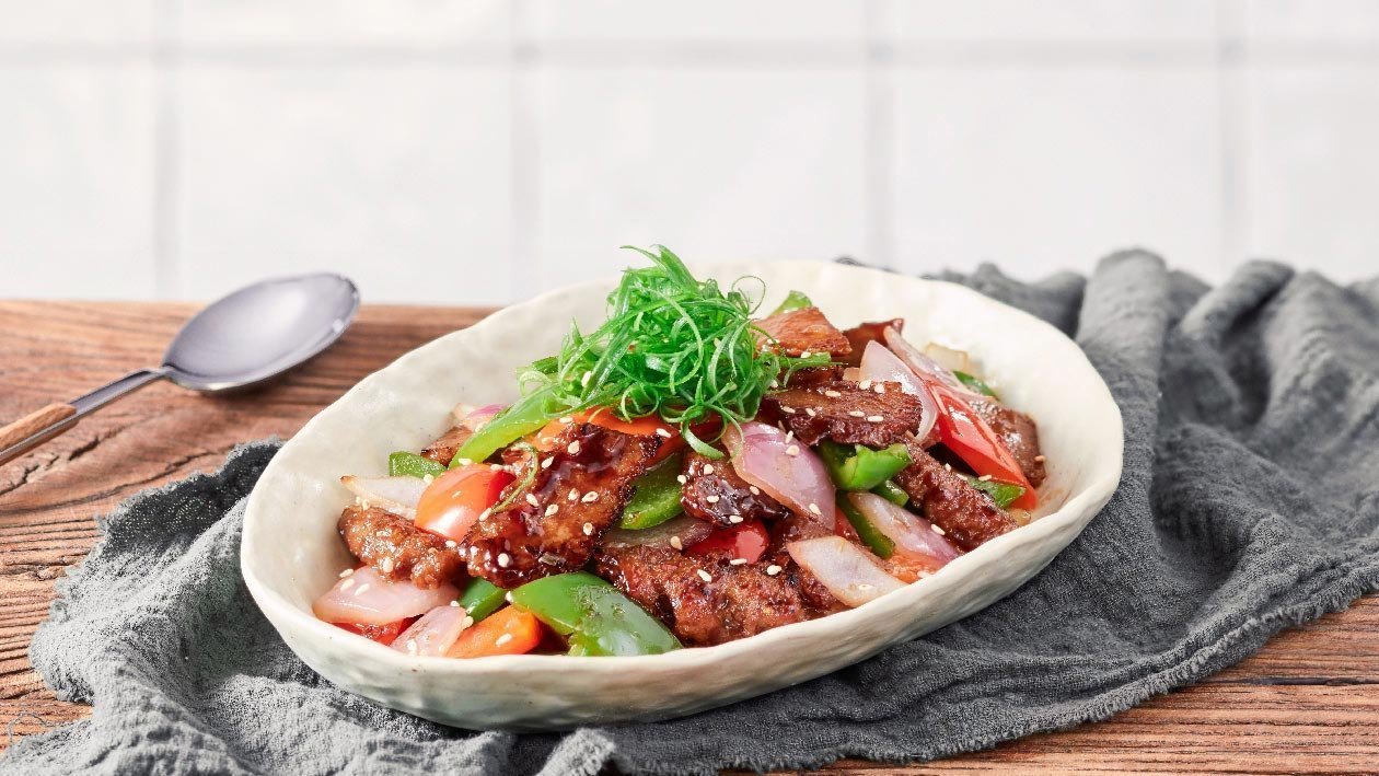 Teriyaki Stir-Fried NoBeef with Peppers Teriyaki Stir-Fried NoBeef with Peppers