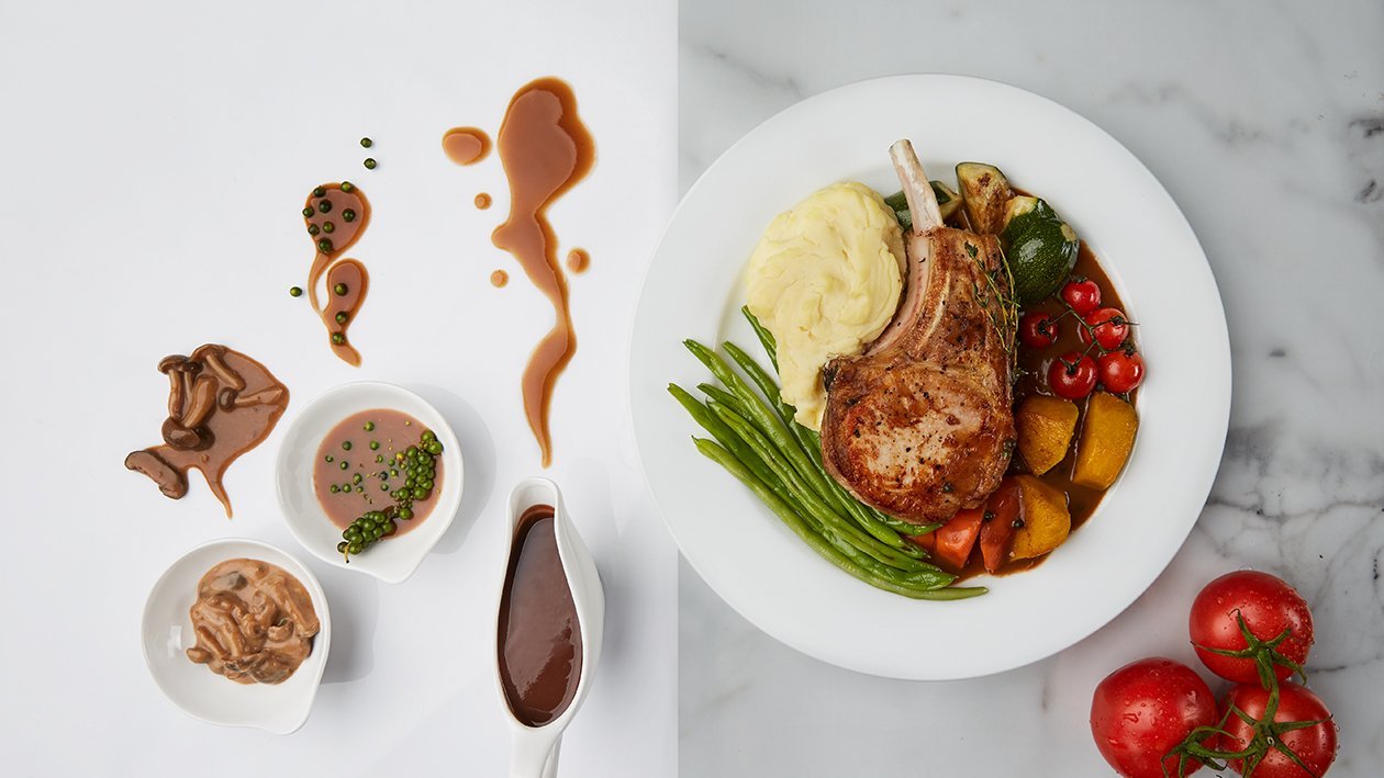 Grilled pork chop with red wine sauce Grilled pork chop with red wine sauce