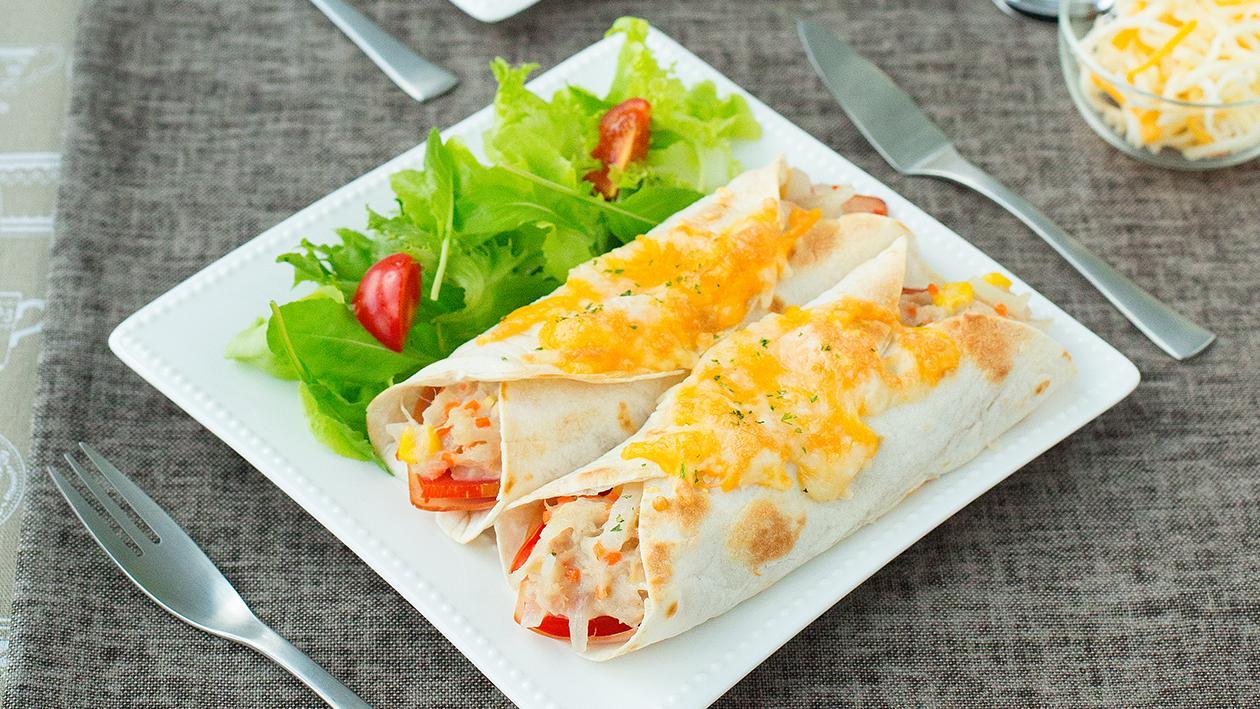 Ham and tuna salad wrap Ham and tuna salad wrap