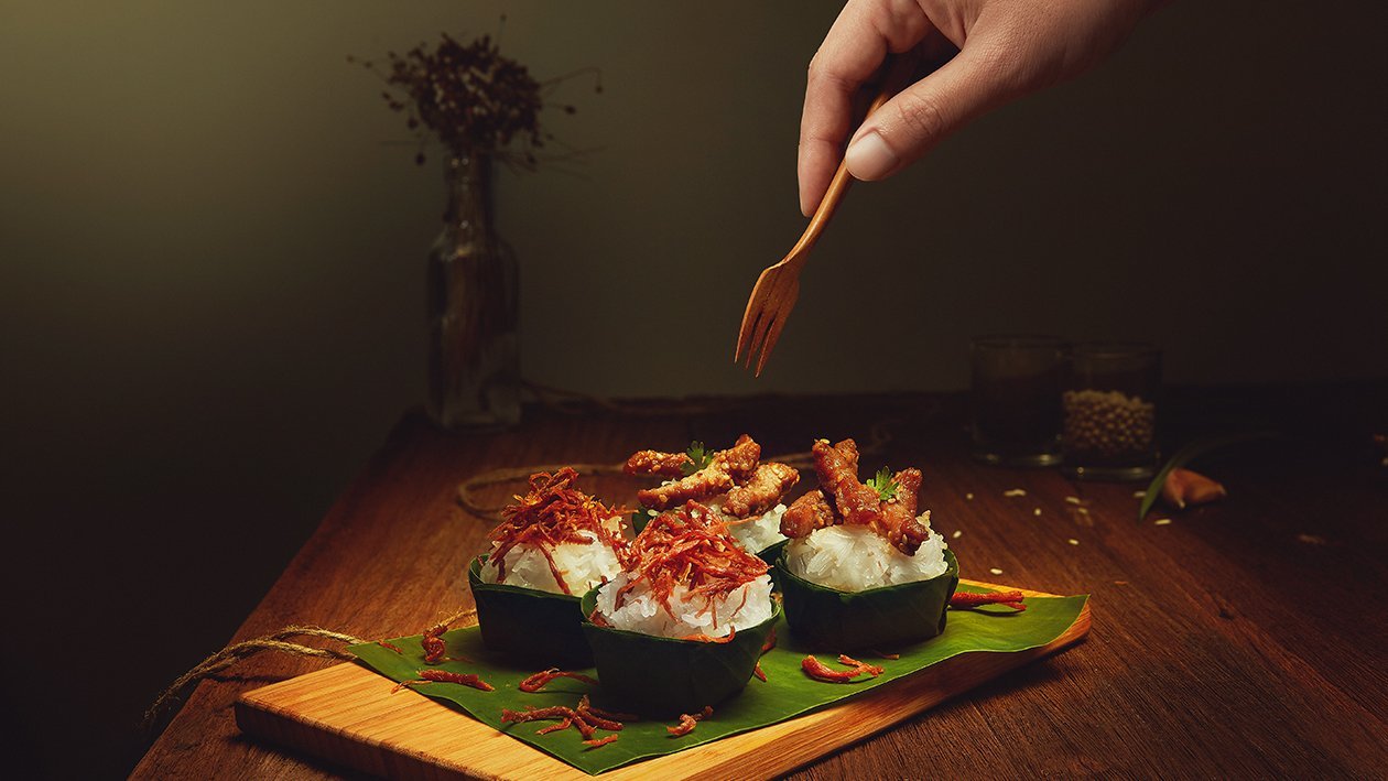 Sticky Rice with Two-Tone Fried Pork Sticky Rice with Two-Tone Fried Pork