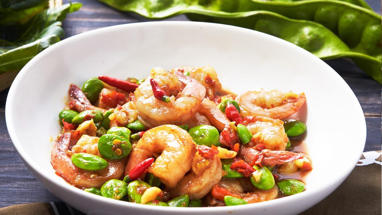 Tasty Spicy Stir Fried Sato with Shrimps Tasty Spicy Stir Fried Sato with Shrimps