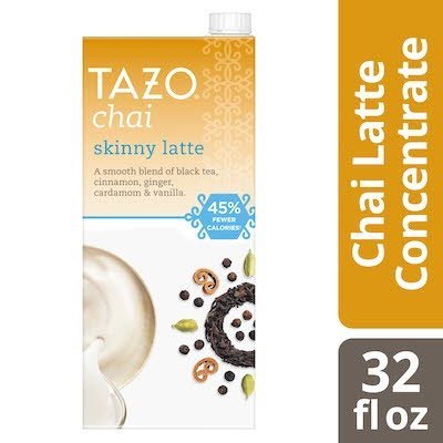 Tazo Tea Concentrate Skinny Chai Latte 1:1 32 ounces, Pack of 6 -