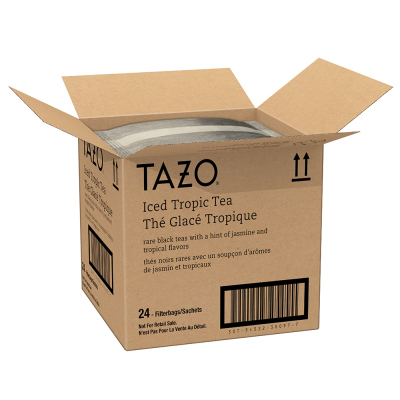 Tazo Fresh Brewed Iced Tea Tropical 1 gallon, Pack of 24 -