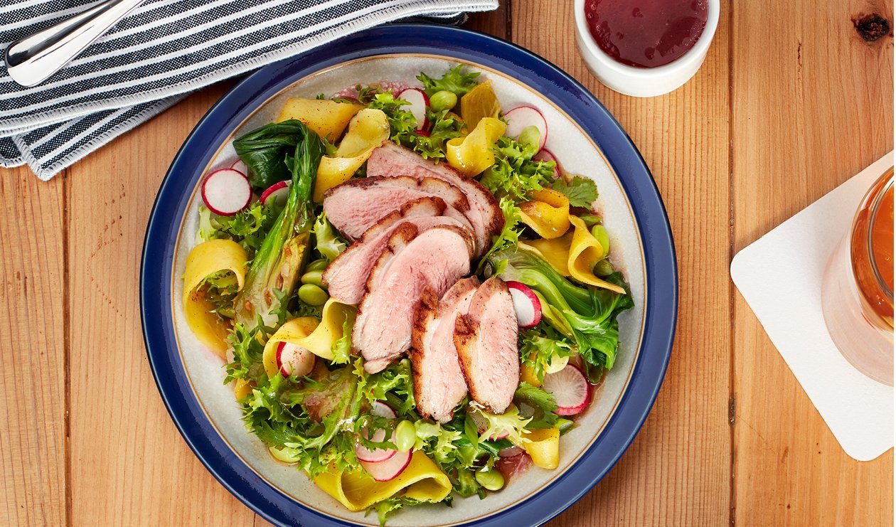 Five Spice Duck with Chile Mango and Asian Greens – recipe Five Spice Duck with Chile Mango and Asian Greens – recipe
