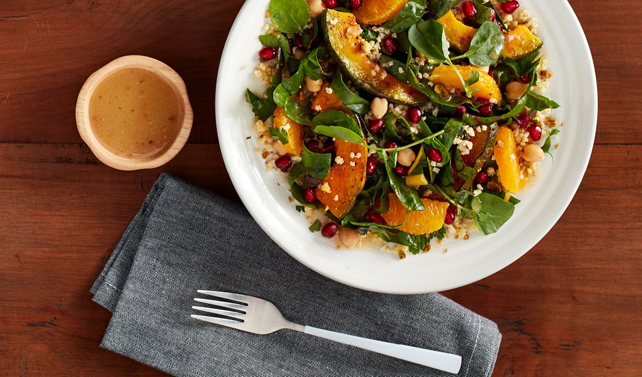 Middle Eastern Chickpea and Swiss Chard Bowl with Delicata Squash, Pomegranate and Pistachio – recipe Middle Eastern Chickpea and Swiss Chard Bowl with Delicata Squash, Pomegranate and Pistachio – recipe