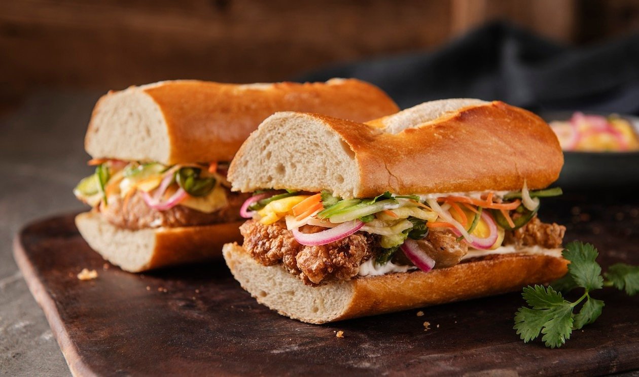 Miso Chicken and Pickled Pineapple Banh Mi – recipe Miso Chicken and Pickled Pineapple Banh Mi – recipe