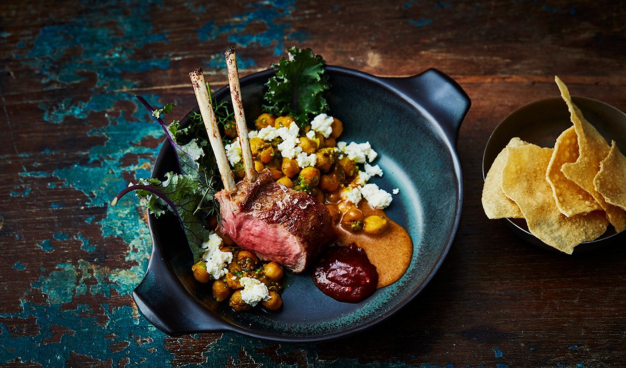 Rack of Lamb with Garbanzo Beans, Tomato Marmalade and Tamarind Sauce – recipe Rack of Lamb with Garbanzo Beans, Tomato Marmalade and Tamarind Sauce – recipe