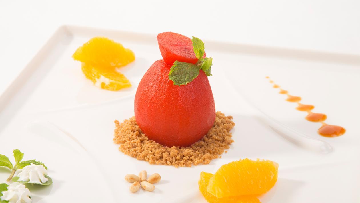 Poached Pear with Lime Cookies and Caramel Cream Sauce Poached Pear with Lime Cookies and Caramel Cream Sauce