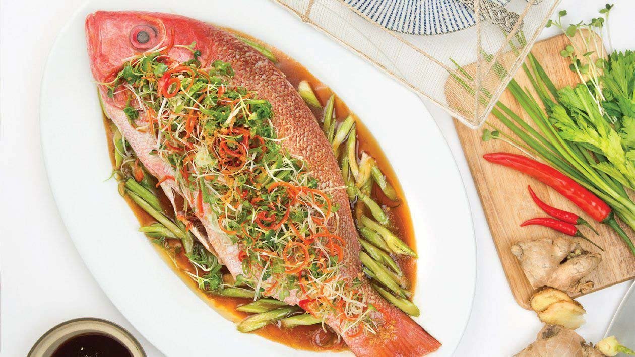 Steamed Snapper Fish and Celery Sauce Steamed Snapper Fish and Celery Sauce