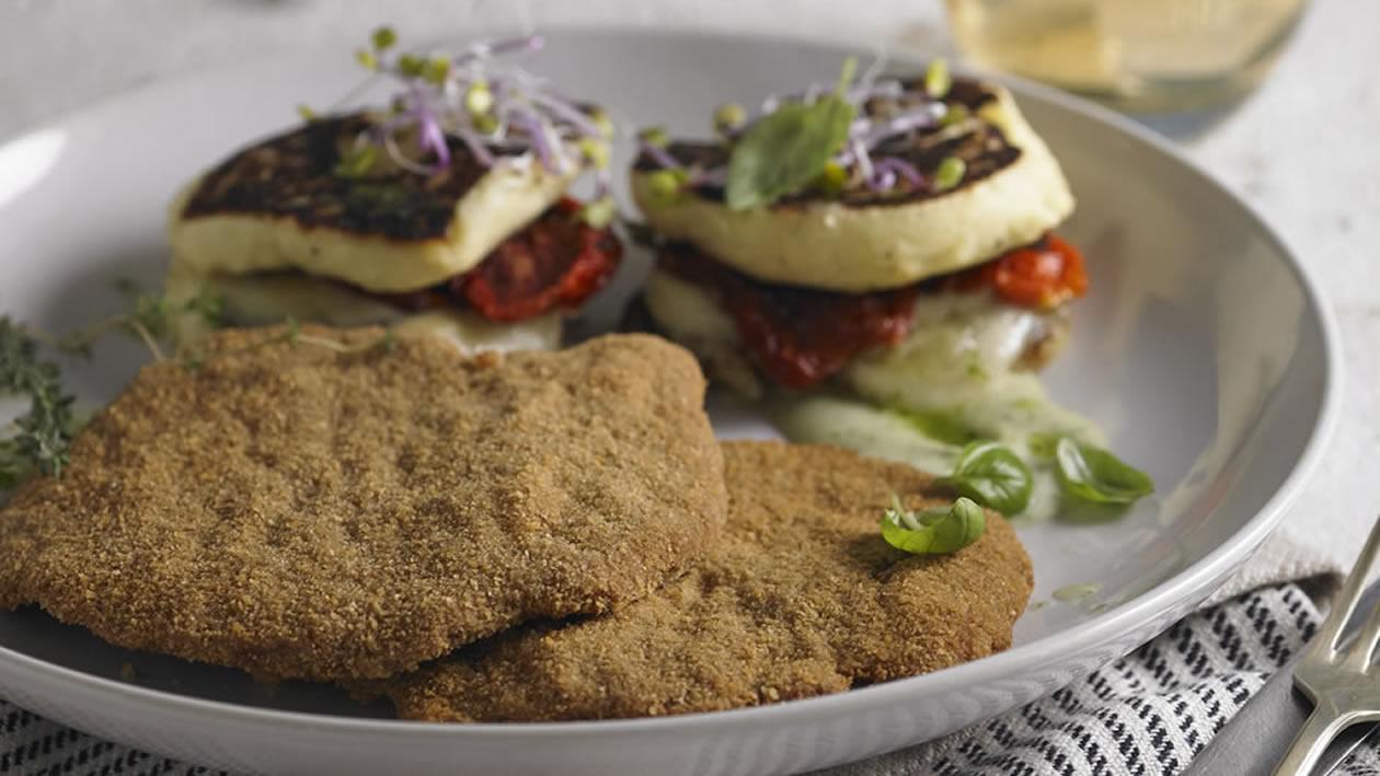 Milanesa de peceto con puré mediterraneo Milanesa de peceto con puré mediterraneo