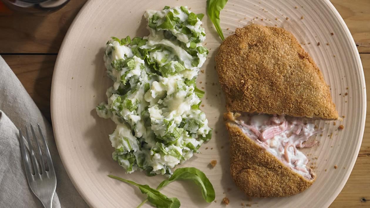 Milanesa rellena con puré de rúcula Milanesa rellena con puré de rúcula