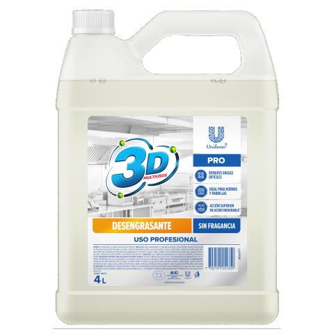 Desengrasante 3D Multiusos Pro 4L - Desengrasante listo para usar sin fragancia