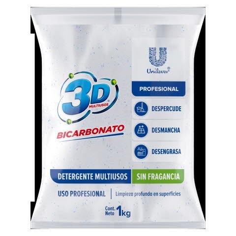 Detergente Polvo 3D Multiusos PRO 1Kg - Detergente en polvo multiusos 1kg concentrado sin fragancia