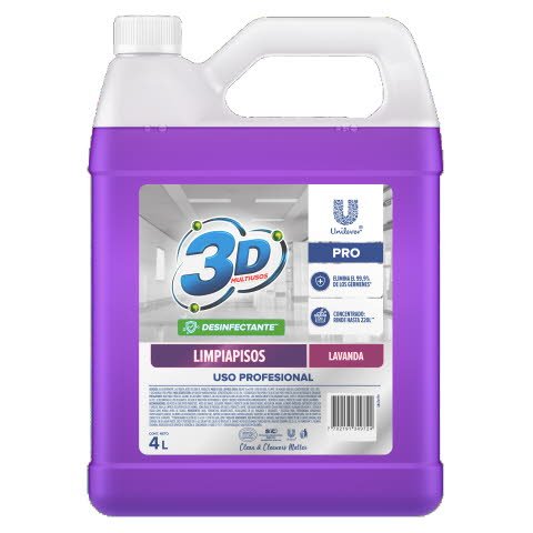 Limpia Pisos 3D Multiusos Pro 4L - Limpia pisos desinfectante concentrado lavanda