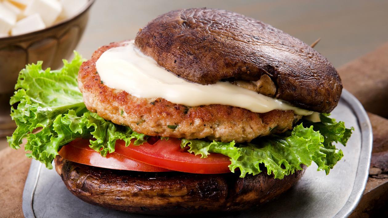 Falsa hamburguesa de portobello Falsa hamburguesa de portobello