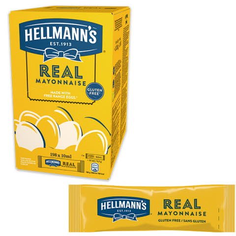 Mayonesa Hellmann's monoporciones 10ml. Caja de 198 uds. Sin Gluten -