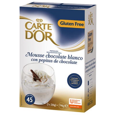 Mousse Chocolate Blanco con Pepitas Carte d'Or 45 raciones Sin Gluten -