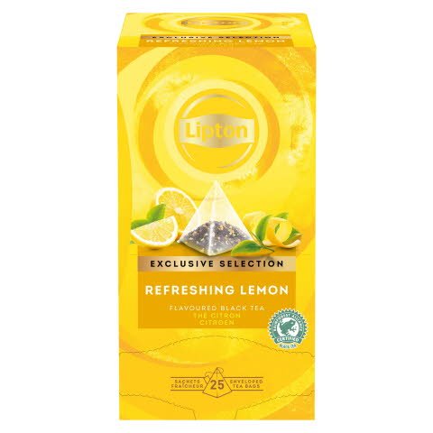 Té Negro Lipton Limón Refrescante, Caja con 25 sobres -