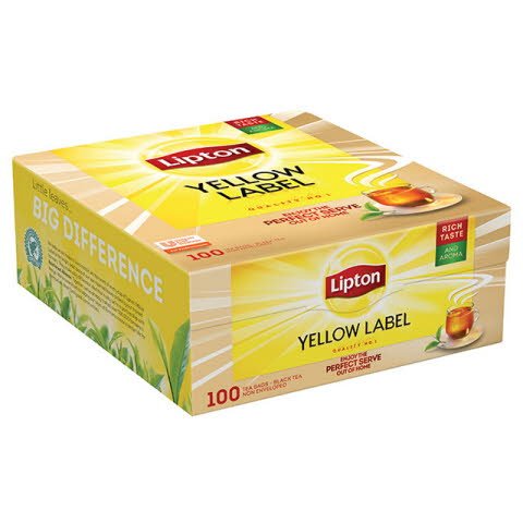 Té Negro Lipton Yellow Label, 100 bolsitas con sobres -
