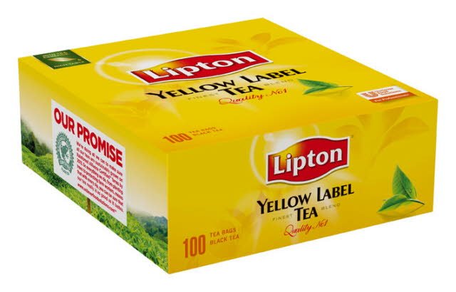 Té negro Lipton Yellow Label, Caja con 100 sobres -