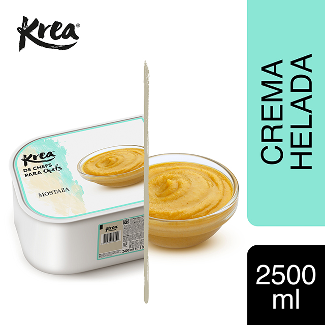 Crema Helada de Mostaza Krea 2,5L - La gama de helados Krea, exclusiva de restauración, te ofrece sabores sorprendentes para crear platos originales