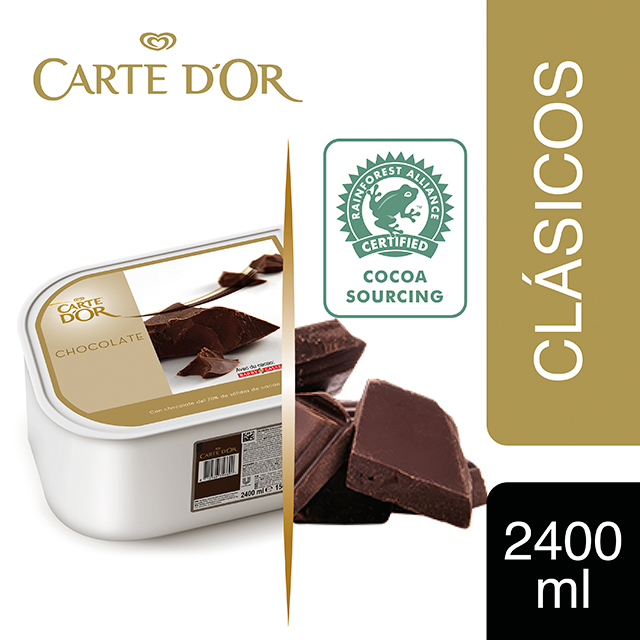 Helado de Chocolate Negro con cacao de Ecuador Carte d'Or 2,4L - Incluir un buen helado transforma el postre en una experiencia inolvidable. La gama Carte d’Or está diseñada para aportar versatilidad, conveniencia y estructura a tus postres, controlando tu rentabilidad