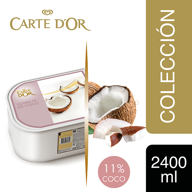Helado de Coco Carte d'Or 2,4L - Incluir un buen helado transforma el postre en una experiencia inolvidable. La gama Carte d’Or está diseñada para aportar versatilidad, conveniencia y estructura a tus postres,controlando tu rentabilidad