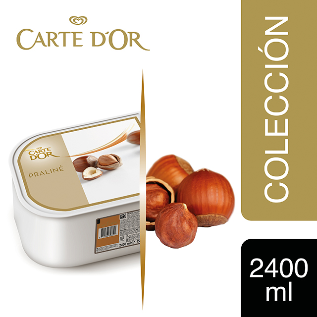 Helado de Praliné Carte d'Or 2,4L - Incluir un buen helado transforma el postre en una experiencia inolvidable. La gama Carte d’Or está diseñada para aportar versatilidad, conveniencia y estructura a tus postres, controlando tu rentabilidad.