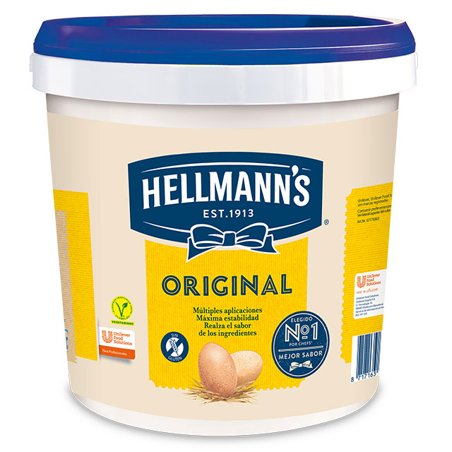 Mayonesa Hellmann's Original cubo 10L Sin gluten - Hellmann’s Original, Nº1 Mejor Sabor: máxima estabilidad en cualquier aplicación tanto en frío como en caliente.
