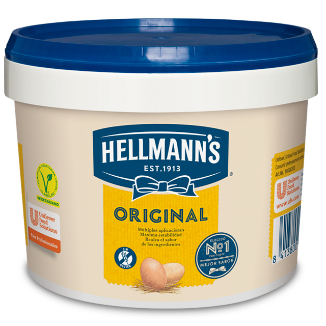 Mayonesa Hellmann's Original cubo 3L Sin gluten - Hellmann’s Original, Nº1 Mejor Sabor: máxima estabilidad en cualquier aplicación tanto en frío como en caliente.
